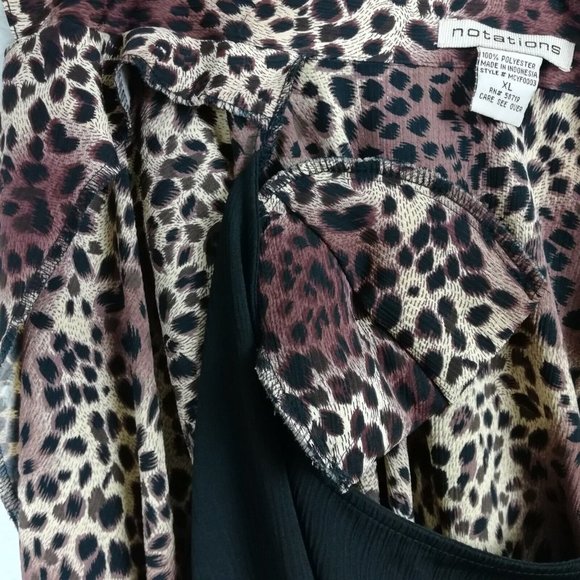Notations Womens Blazer Cheetah Print‎ Undershirt Button Front Stretch XL - Picture 10 of 10